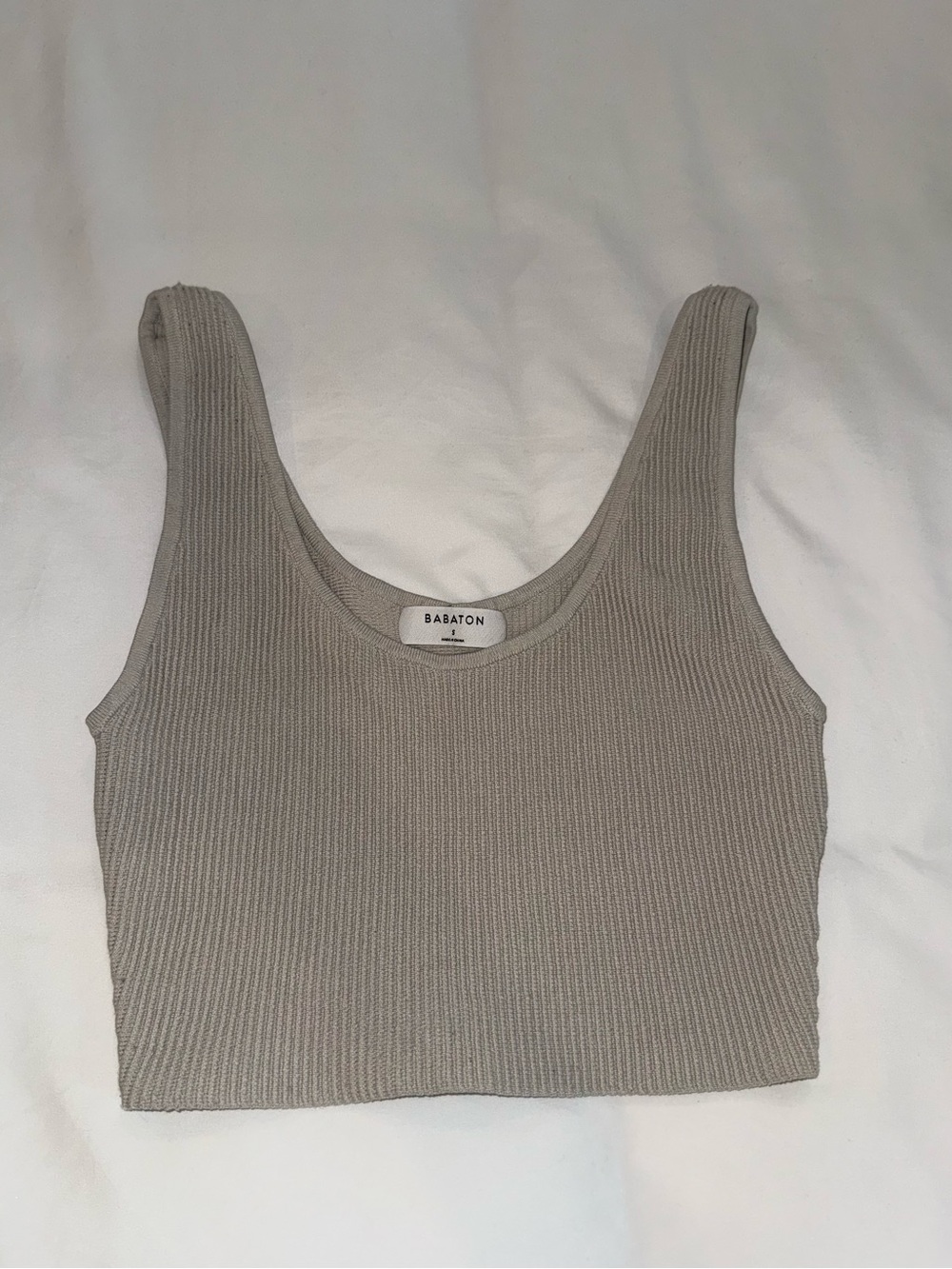 Babaton Ribbed Scoop Crop Top - Light Taupe